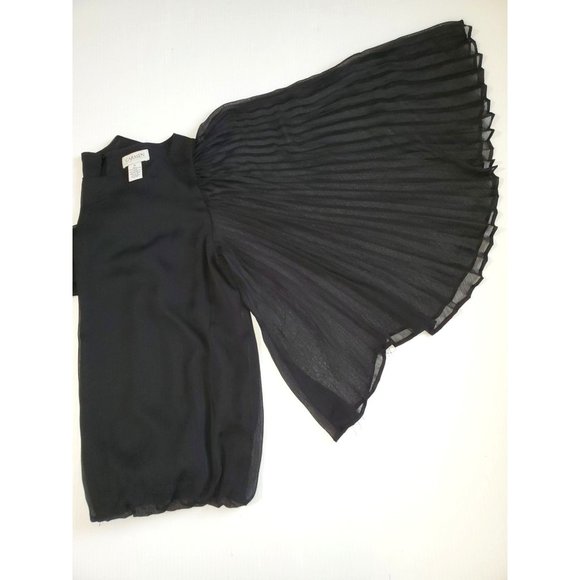 NWOT Carmen Marc Calvo black sheer batwing sleeve K- hole blouse size M 1228 - Picture 7 of 8